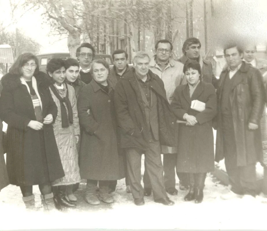 Meri Barnabishvili with Akaki Bakradze and residents of Sighnaghi Image